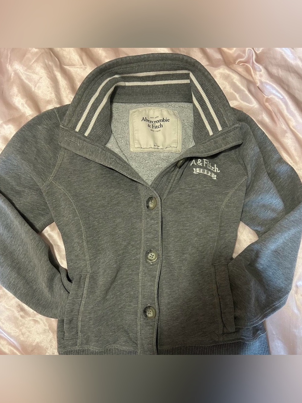 Abercrombie & Fitch Gray Button-Up Jacket with Logo
